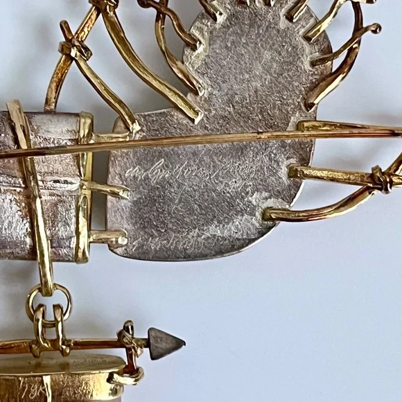 Carolyn Morris Bach  Winged Goddess Brooch 18K,  Fine Sterling Silver - Picture 11 of 13